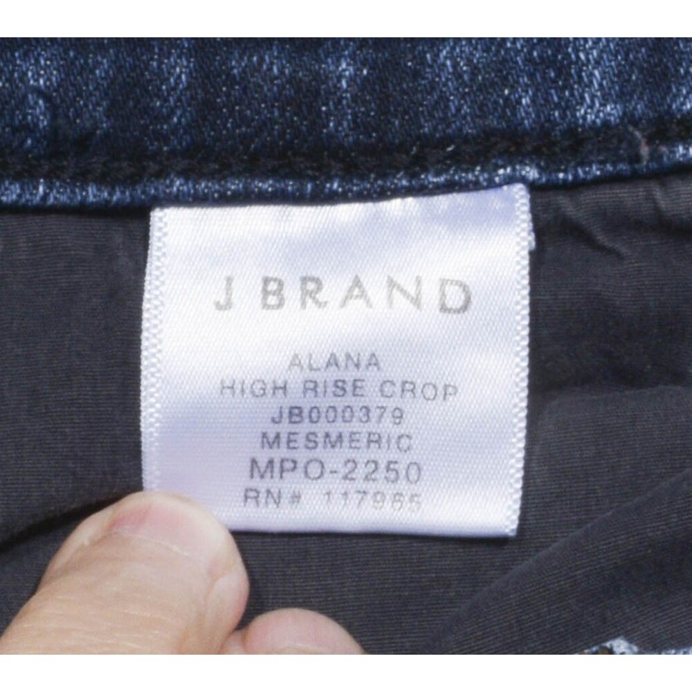 J Brand Alana High Rise Crop Blue Jeans Mesmeric Distressed Size 27 - Picture 4 of 5